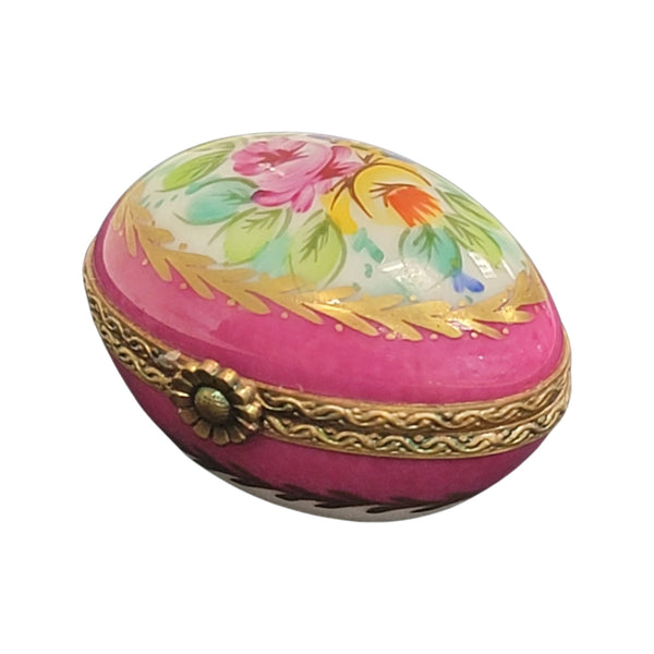 Pink Floral Elegance Egg Porcelain Limoges egg LIMOGES BOXES French Trinket Box