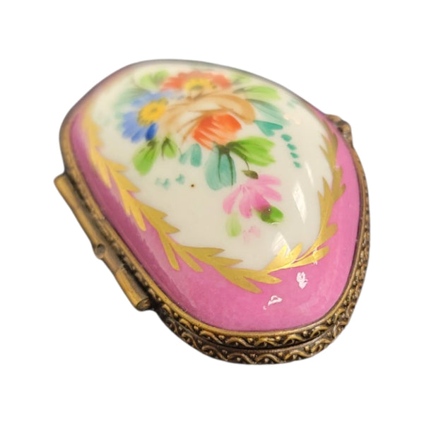 Pink Floral Limoges Box Porcelain Limoges LIMOGES BOXES traditional French Trinket Box