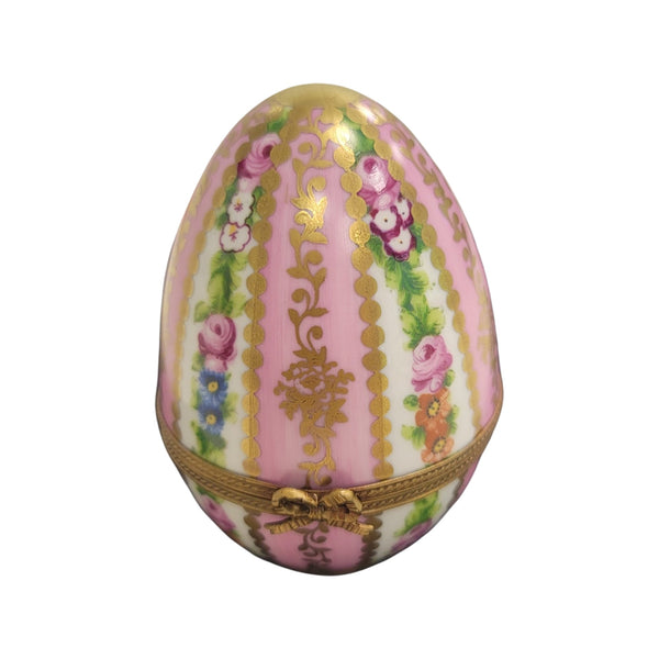 Pink Floral Limoges Egg Box Porcelain Limoges egg LIMOGES BOXES French Trinket Box