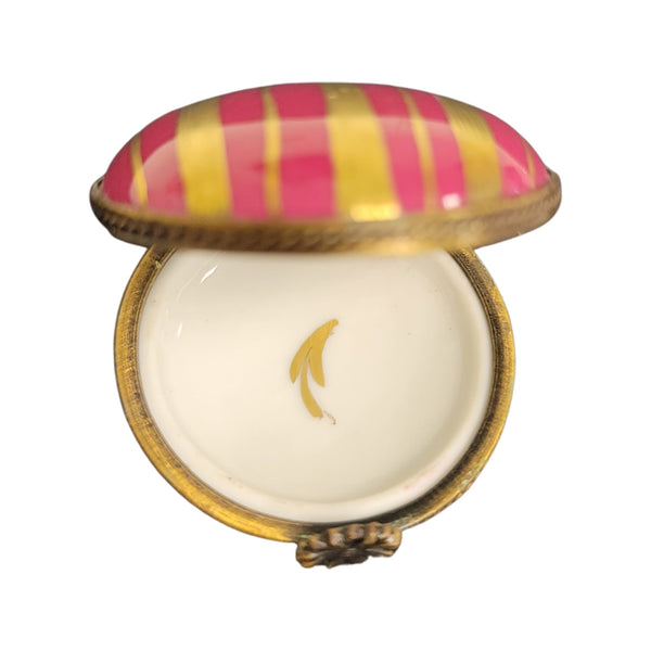 Pink Gold Striped Elegance Box Porcelain Limoges LIMOGES BOXES traditional French Trinket Box
