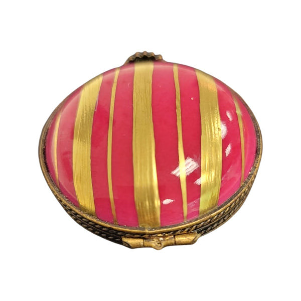 Pink Gold Striped Elegance Box Porcelain Limoges LIMOGES BOXES traditional French Trinket Box