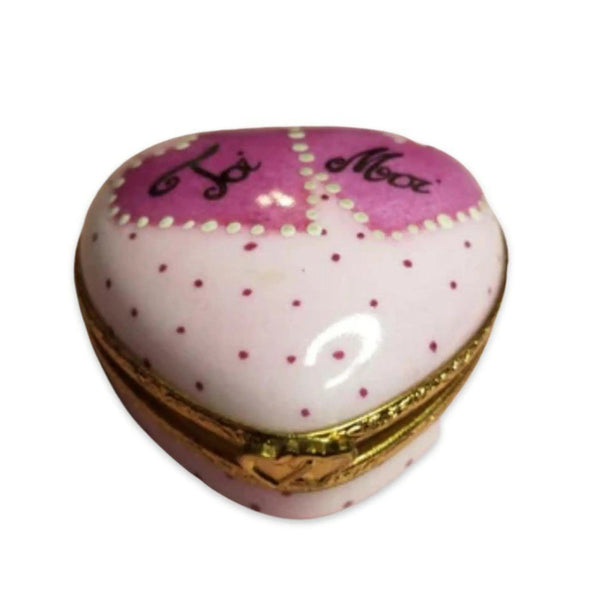 Pink Heart Moi Toi Box Porcelain Limoges heart love Valentine Limoges Box French Trinket Box