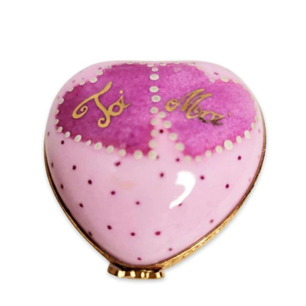 Pink Heart Moi Toi Box Porcelain Limoges heart love Valentine Limoges Box French Trinket Box