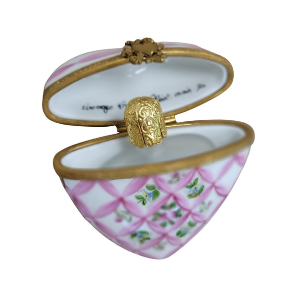 Exquisite Pink Heart Perfume Box Porcelain Limoges Perfume Heart French Trinket Box