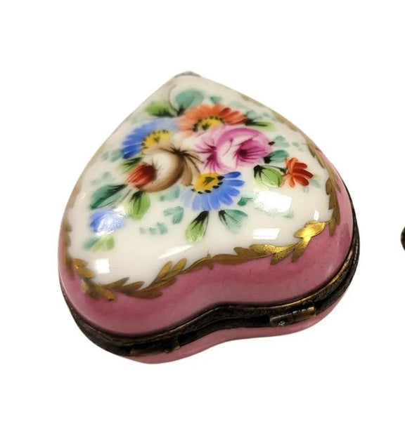 Pink Heart Perfume Box Porcelain Limoges Perfume Heart French Trinket Box