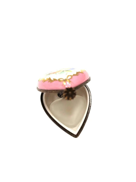 Pink Heart Perfume Box Porcelain Limoges Perfume Heart French Trinket Box