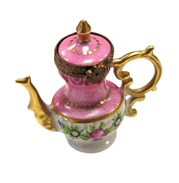 Pink Limoges Teapot Charm Porcelain Limoges China French Trinket Box