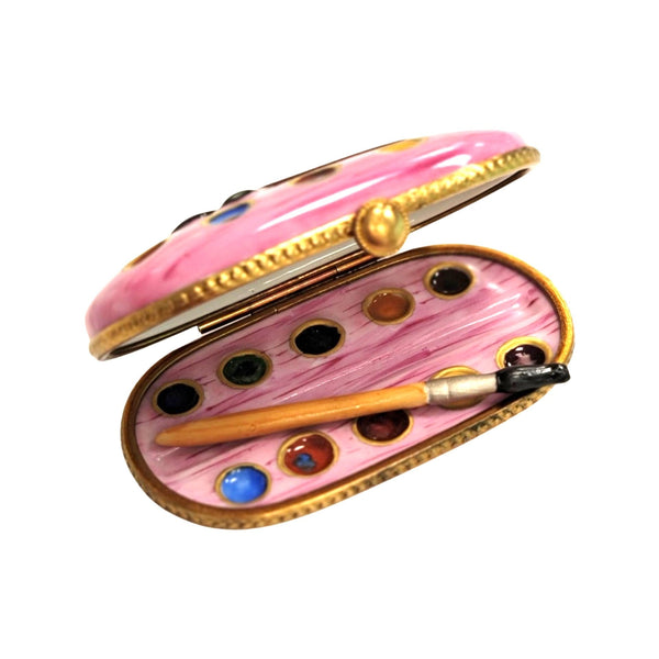 Pink Paint Palette Limoges Box Porcelain Limoges Fine Art LIMOGES BOXES travel French Trinket Box