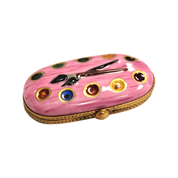 Pink Paint Palette Limoges Box Porcelain Limoges Fine Art LIMOGES BOXES travel French Trinket Box