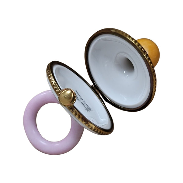 Pink Rabbit Pacifier Limoges Box Porcelain Limoges baby limoges box babies maternity French Trinket Box