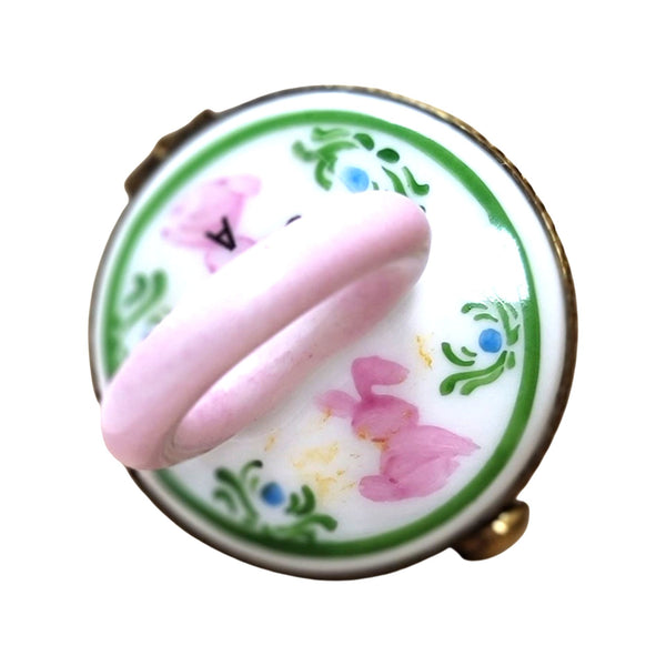 Pink Rabbit Pacifier Limoges Box Porcelain Limoges baby limoges box babies maternity French Trinket Box