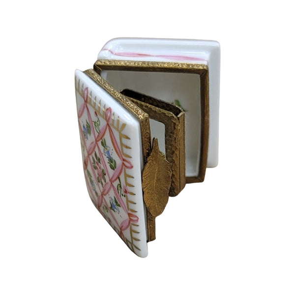 Pink Ribbon Porcelain Keepsake Box Porcelain Limoges home book French Trinket Box