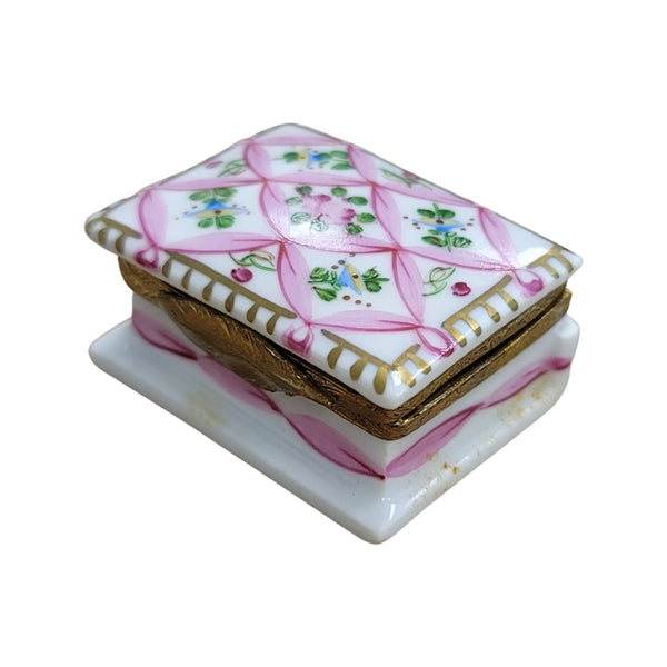 Pink Ribbon Porcelain Keepsake Box Porcelain Limoges home book French Trinket Box