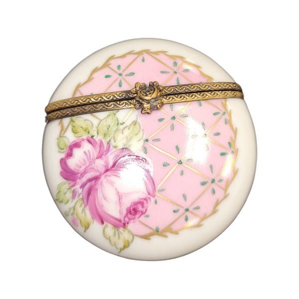 Pink Rose Elegance Box Porcelain Limoges LIMOGES BOXES traditional French Trinket Box