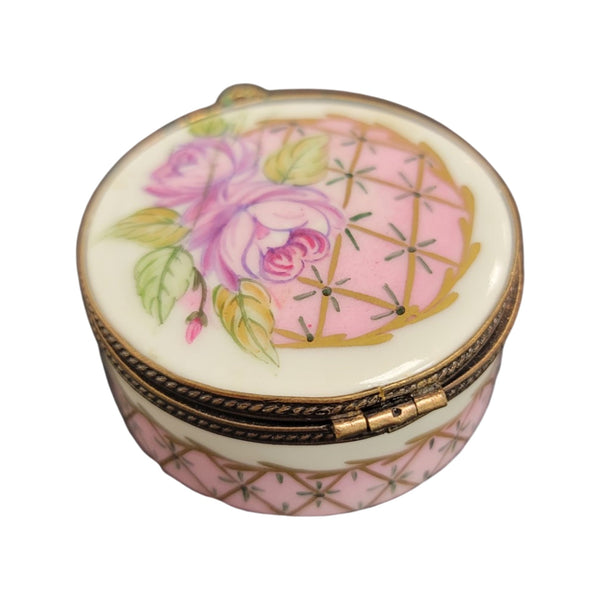 Pink Roses Luxury Pill Box Porcelain Limoges LIMOGES BOXES traditional French Trinket Box