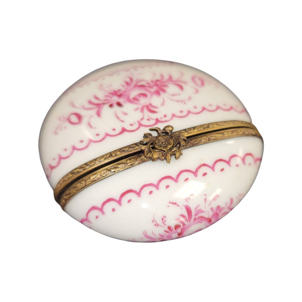 Pink Round Porcelain Treasure Porcelain Limoges LIMOGES BOXES traditional French Trinket Box