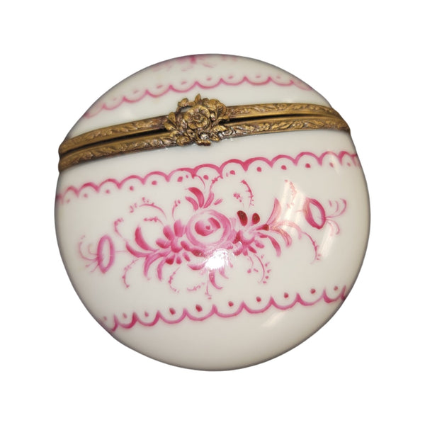 Pink Round Porcelain Treasure Porcelain Limoges LIMOGES BOXES traditional French Trinket Box