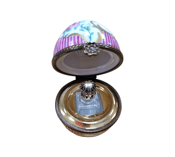 Pink Striped Porcelain Perfume Egg Porcelain Limoges perfume egg French Trinket Box