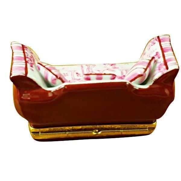 Pink Toile Sofa with Pillows limoges box Porcelain Limoges furniture French Trinket Box
