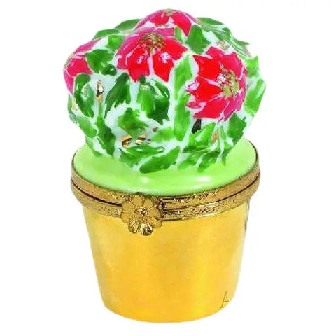 Poinsettia Garden Porcelain Limoges xmas theme French Trinket Box