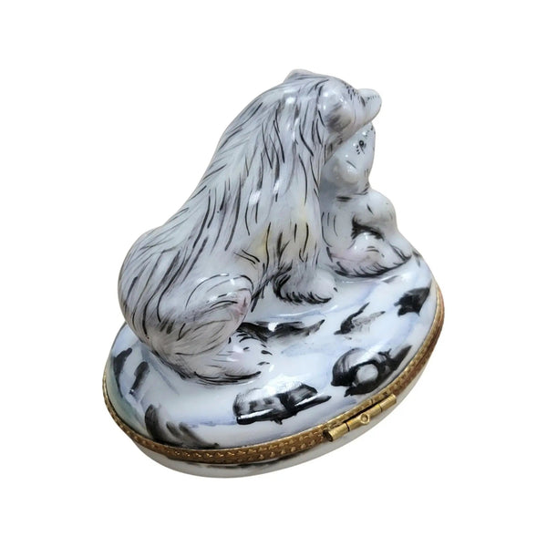 Polar Bear and Cub Figurine Porcelain Limoges bear wild animal French Trinket Box