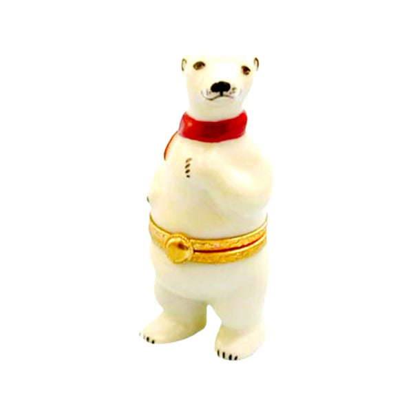 Polar Bear Porcelain Limoges xmas theme bear French Trinket Box