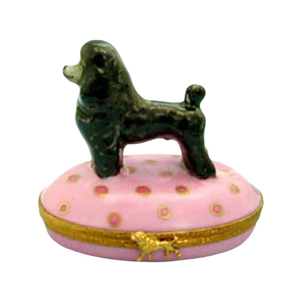 Poodle: Black Porcelain Limoges dog dogs French Trinket Box
