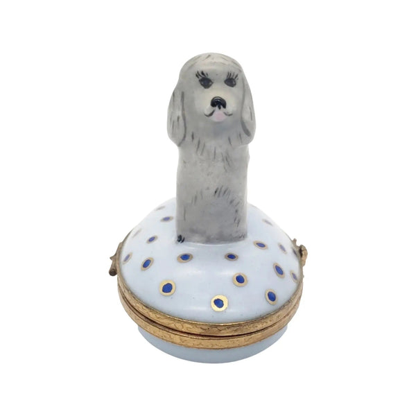 Poodle: Gray Porcelain Limoges dog dogs French Trinket Box