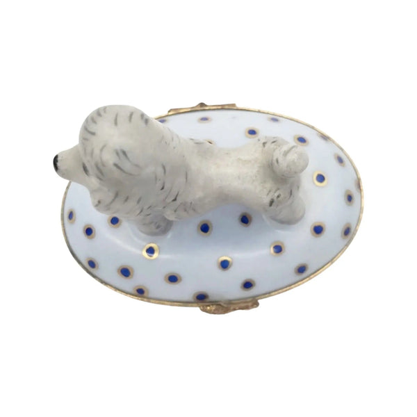 Poodle: Gray Porcelain Limoges dog dogs French Trinket Box