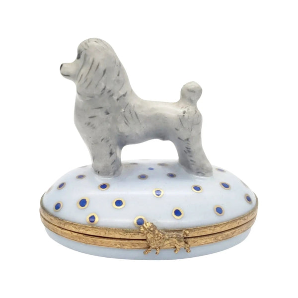 Poodle: Gray Porcelain Limoges dog dogs French Trinket Box