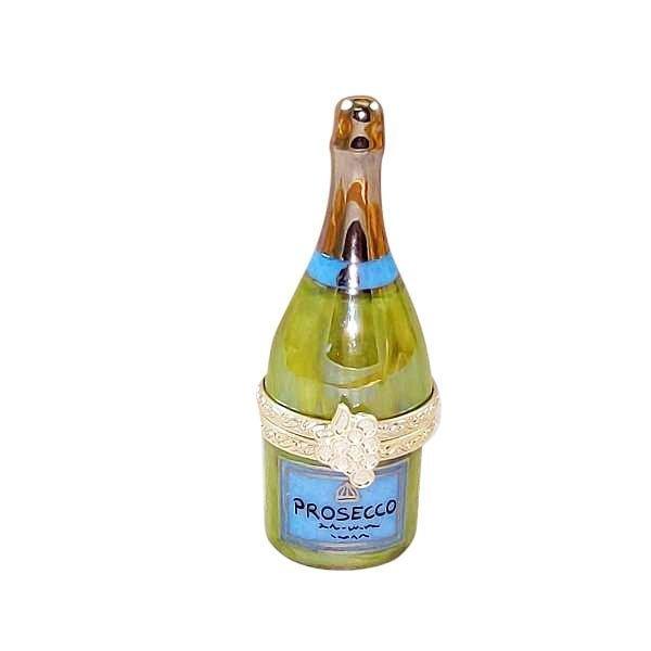 Prosecco Bottle with Flute Porcelain Limoges wine spirits French Trinket Box