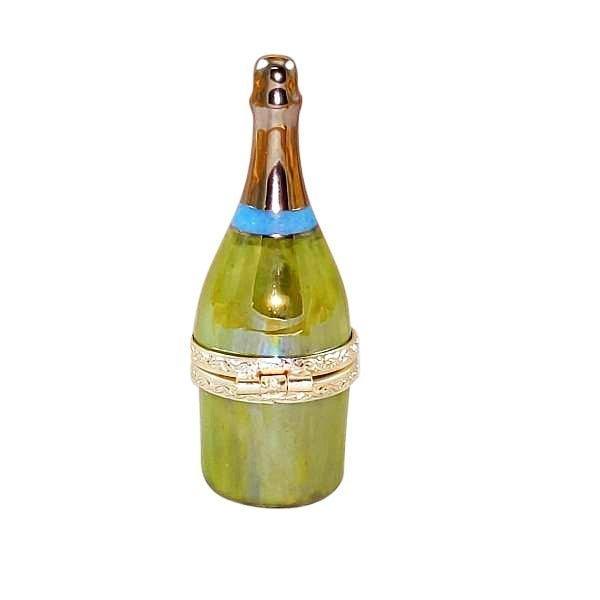 Prosecco Bottle with Flute Porcelain Limoges wine spirits French Trinket Box