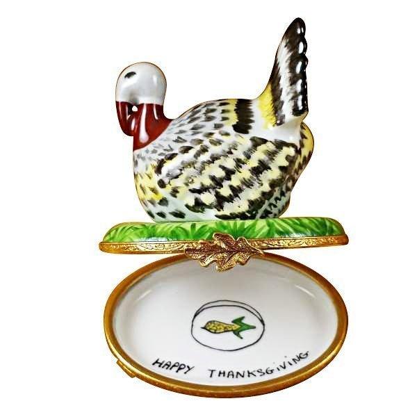 Proud Turkey limoges box Porcelain Limoges Farm Bird French Trinket Box