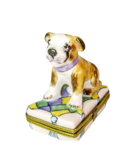 Puppy Dog Porcelain Limoges dog limoges boxes French Trinket Box