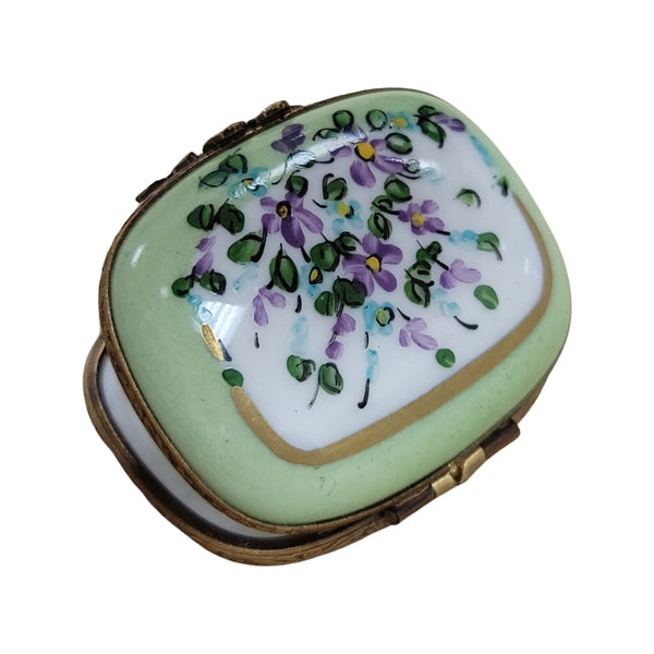 Purple Floral Limoges Pill Box Porcelain Limoges LIMOGES BOXES traditional Flowers French Trinket Box