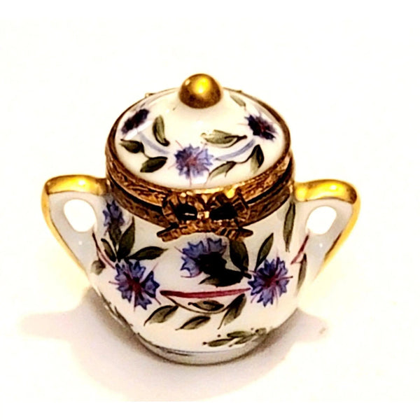 Purple Floral Limoges Tea Chest Porcelain Limoges China French Trinket Box