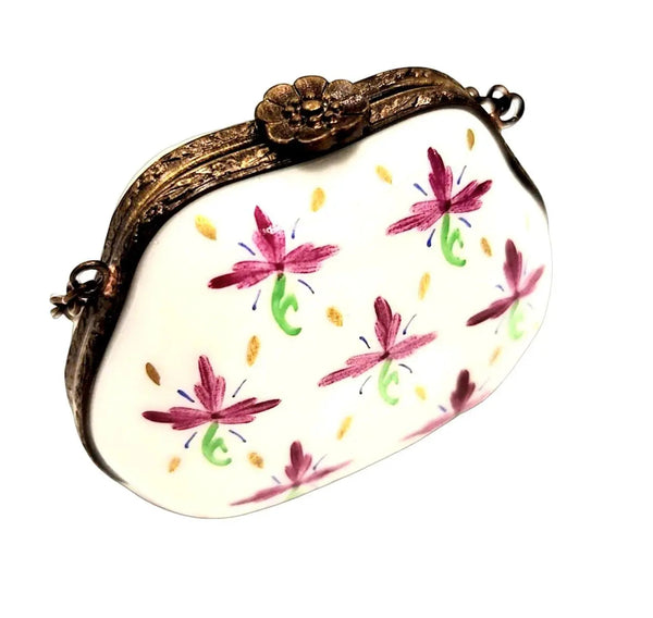 Purse Floral Limoges Trinket Box Porcelain Limoges purse trinket box limoges French Trinket Box