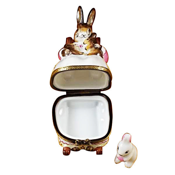 Mother Rabbit Rocking with Baby Limoges Box