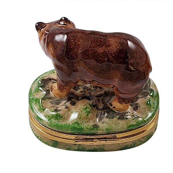 Brown Bear Porcelain Limoges bear wild animal French Trinket Box