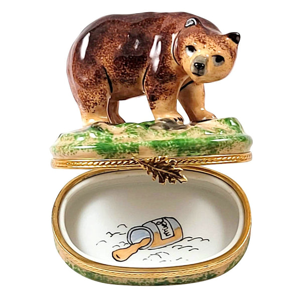 Brown Bear Porcelain Limoges bear wild animal French Trinket Box