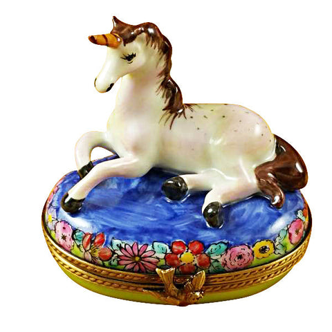 Unicorn Porcelain Limoges spiritual travel baby French Trinket Box