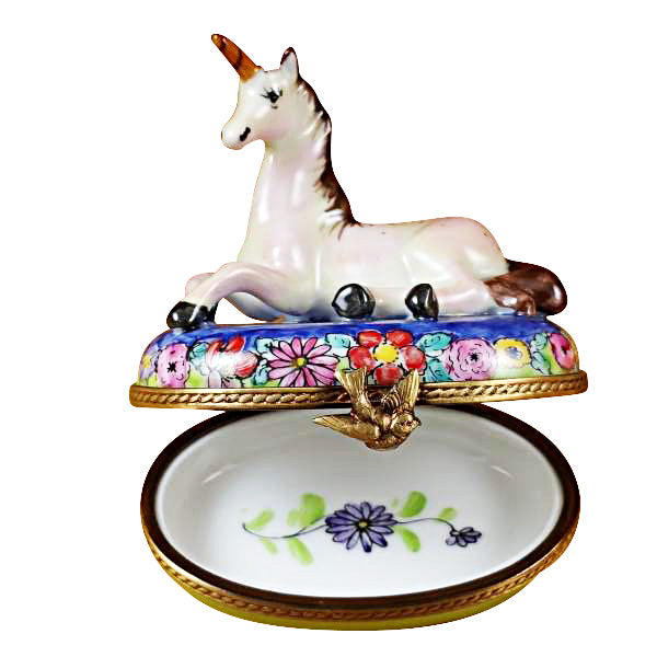 Unicorn Porcelain Limoges spiritual travel baby French Trinket Box