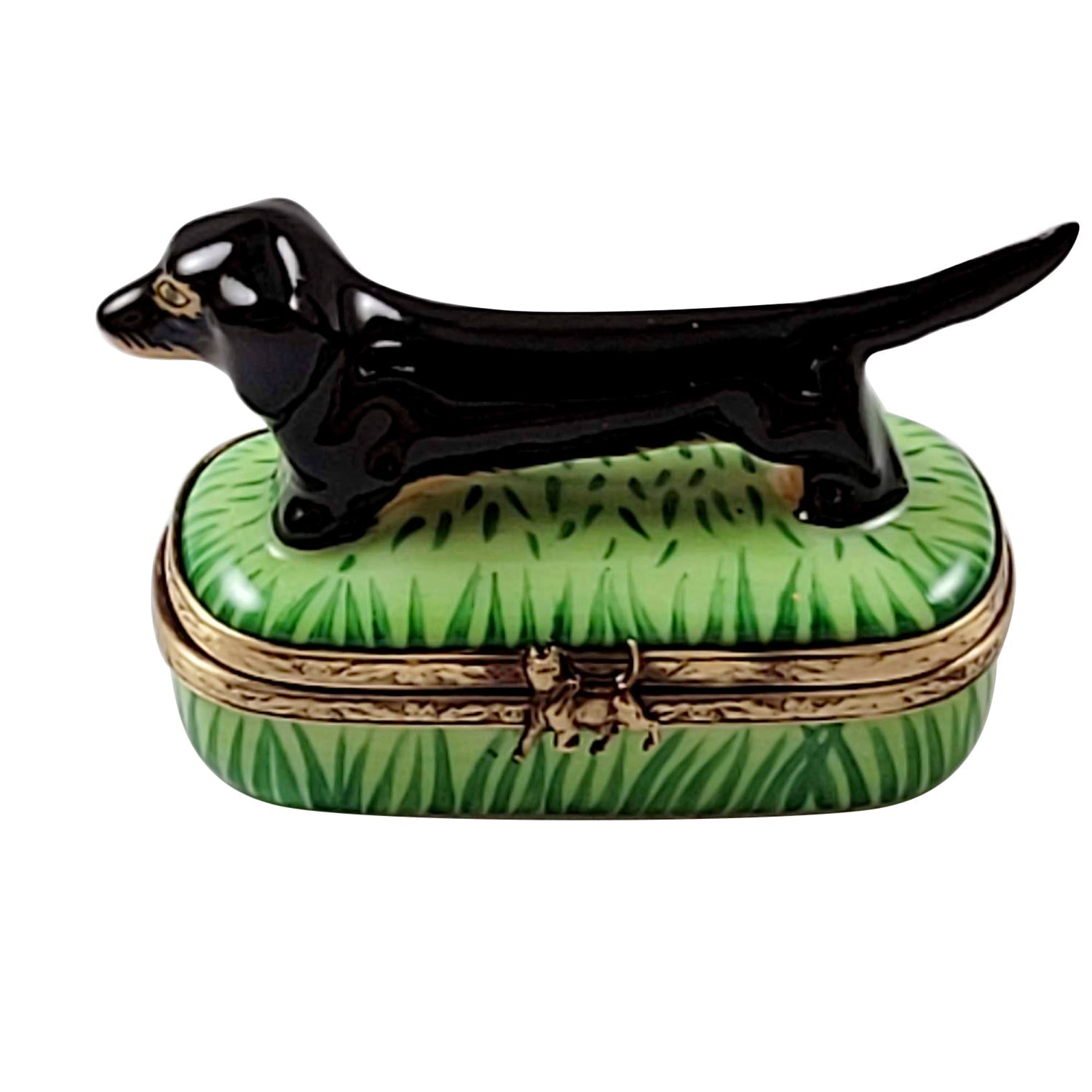 Black Tan Dachshund Porcelain Limoges dog dogs French Trinket Box