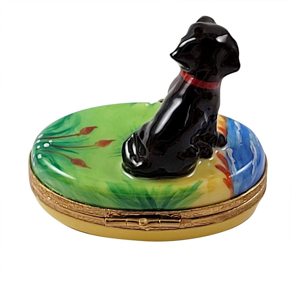 Black Labrador Lab Porcelain Limoges dog Rochard Limoges Box French Trinket Box