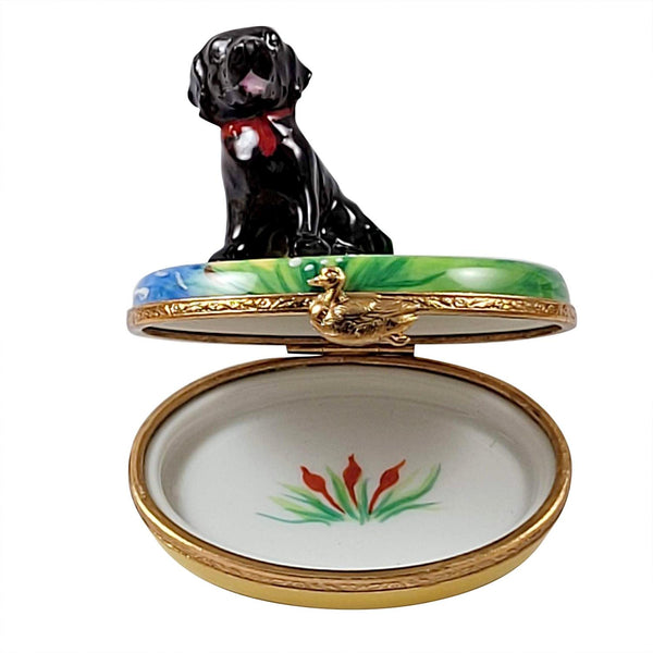 Black Labrador Lab Porcelain Limoges dog Rochard Limoges Box French Trinket Box