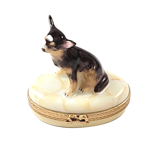 Brown Tan Chihuahua Dog Porcelain Limoges dog French Trinket Box