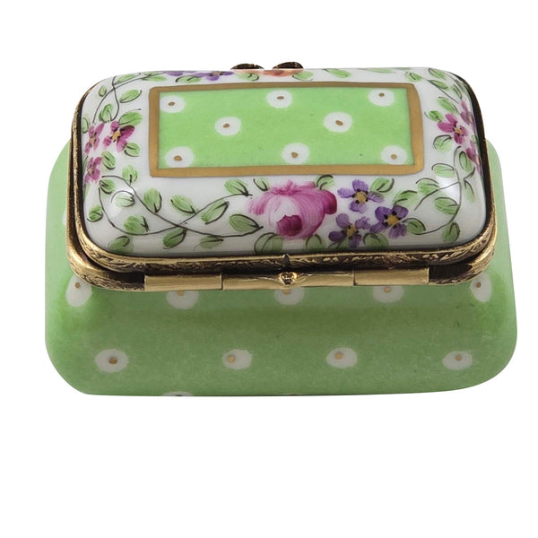 Light Green Gold Dots Small Rectangular