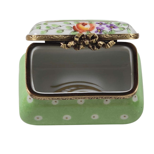 Light Green Gold Dots Small Rectangular