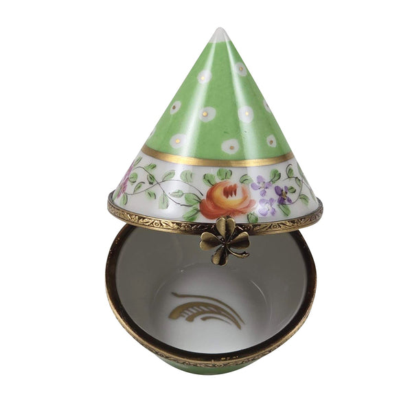 LIGHT GREEN GOLD DOTS CONICAL