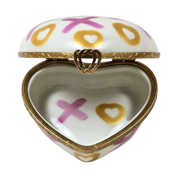 XO Heart Love Kisses Porcelain Limoges French Trinket Box